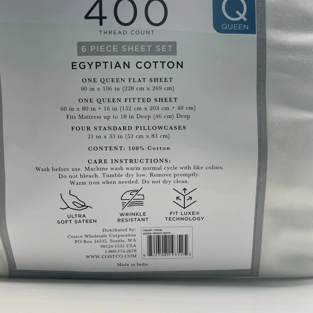 Hotel Signature Sateen 6 Piece Sheet Set Q White NEW 400TC Egyptian Cotton